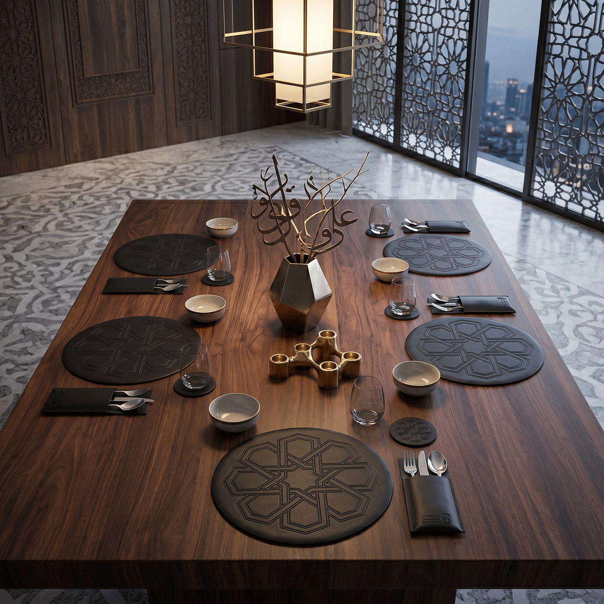 Ornate Leather Placemats Set