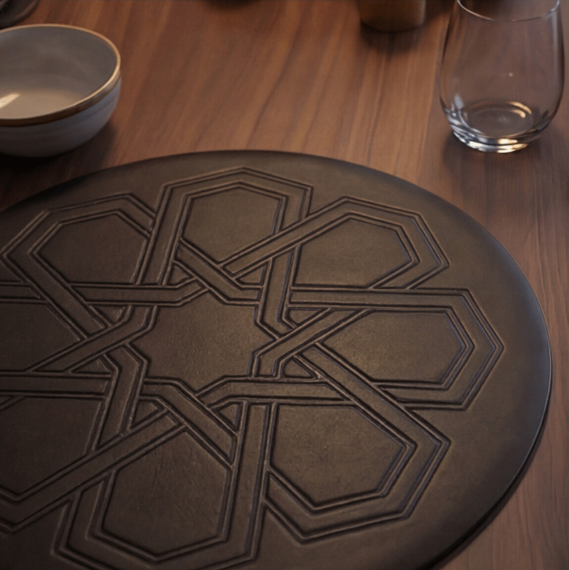 Ornate Leather Placemats Set
