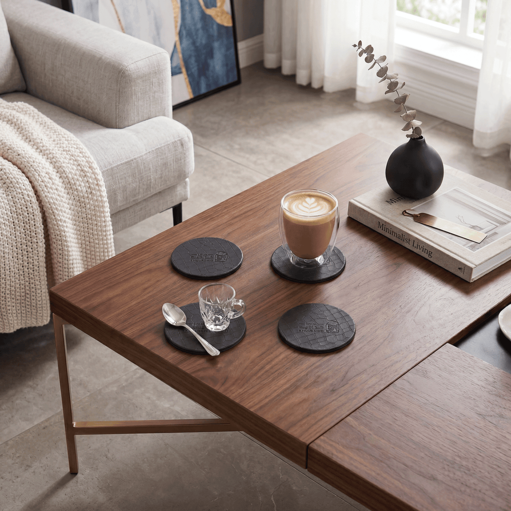 Alligator-like texture Leather Coasters 4 Pieces
