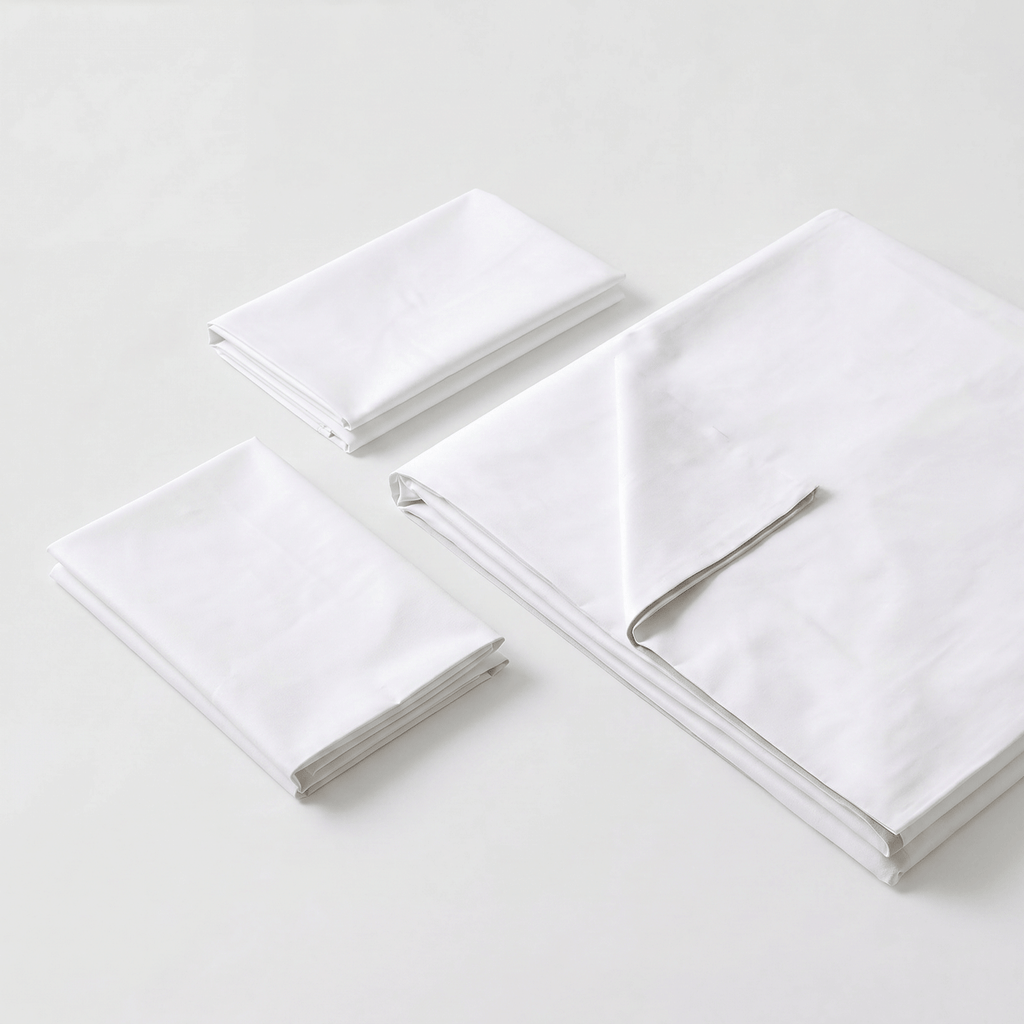 100% Cotton Plain White Sateen Sheet Set with Pillowcases 400 TC Hotel Quality