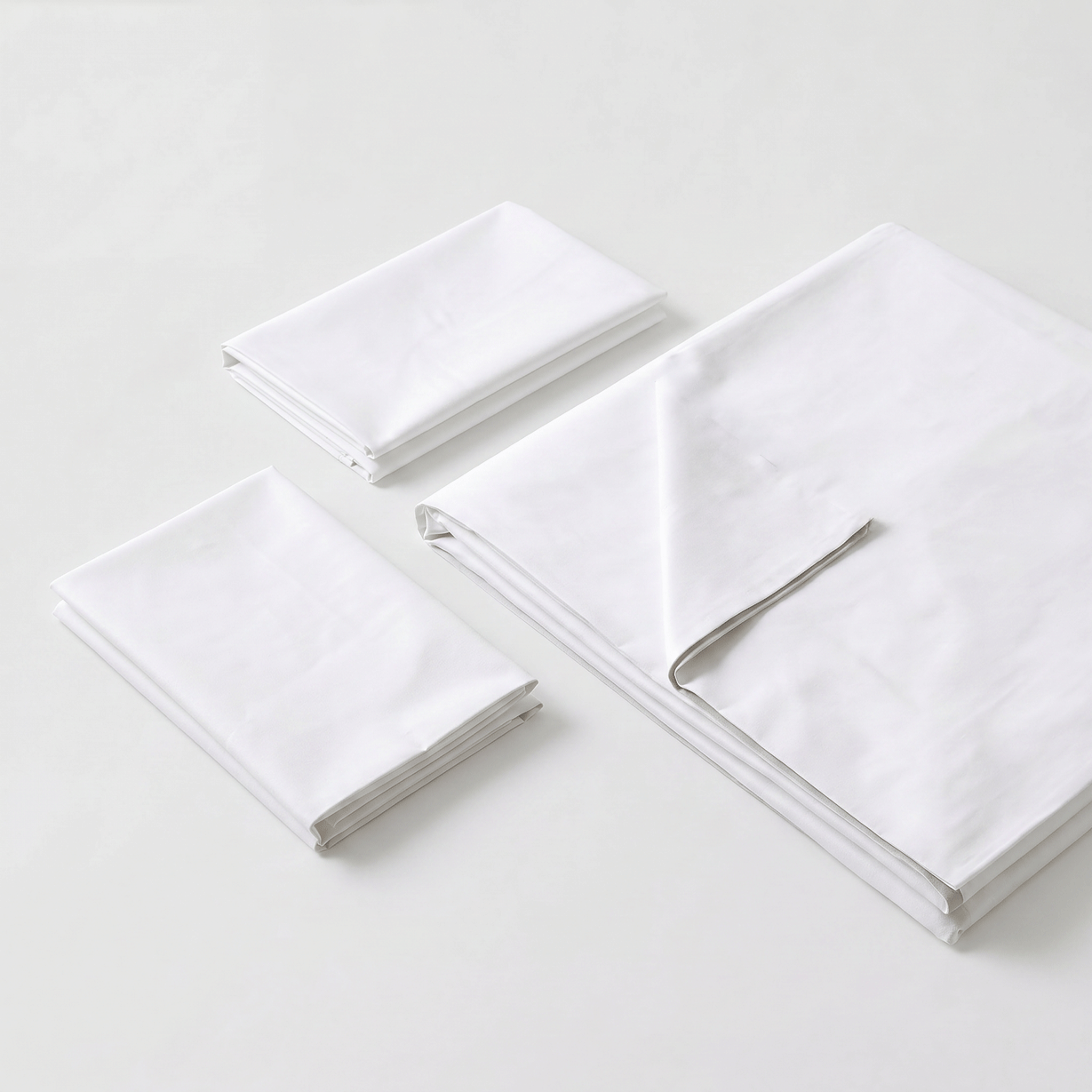 100% Cotton Plain White Sateen Sheet Set with Pillowcases 400 TC Hotel Quality