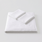 100% Cotton Striped White Sateen Sheet Set with Pillowcases 300 TC Hotel Quality