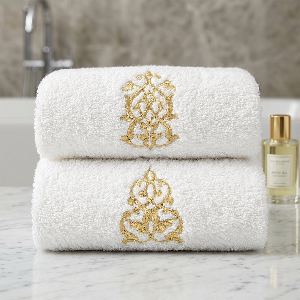 Guest Cotton Towels Embroidered 600GSM - 2 Pieces