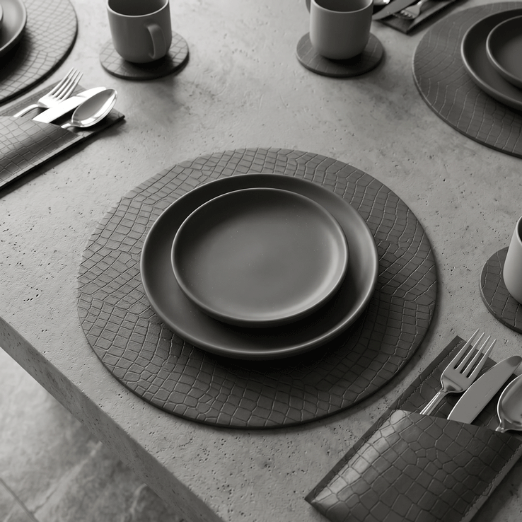 Alligator-like texture Leather Placemats Set