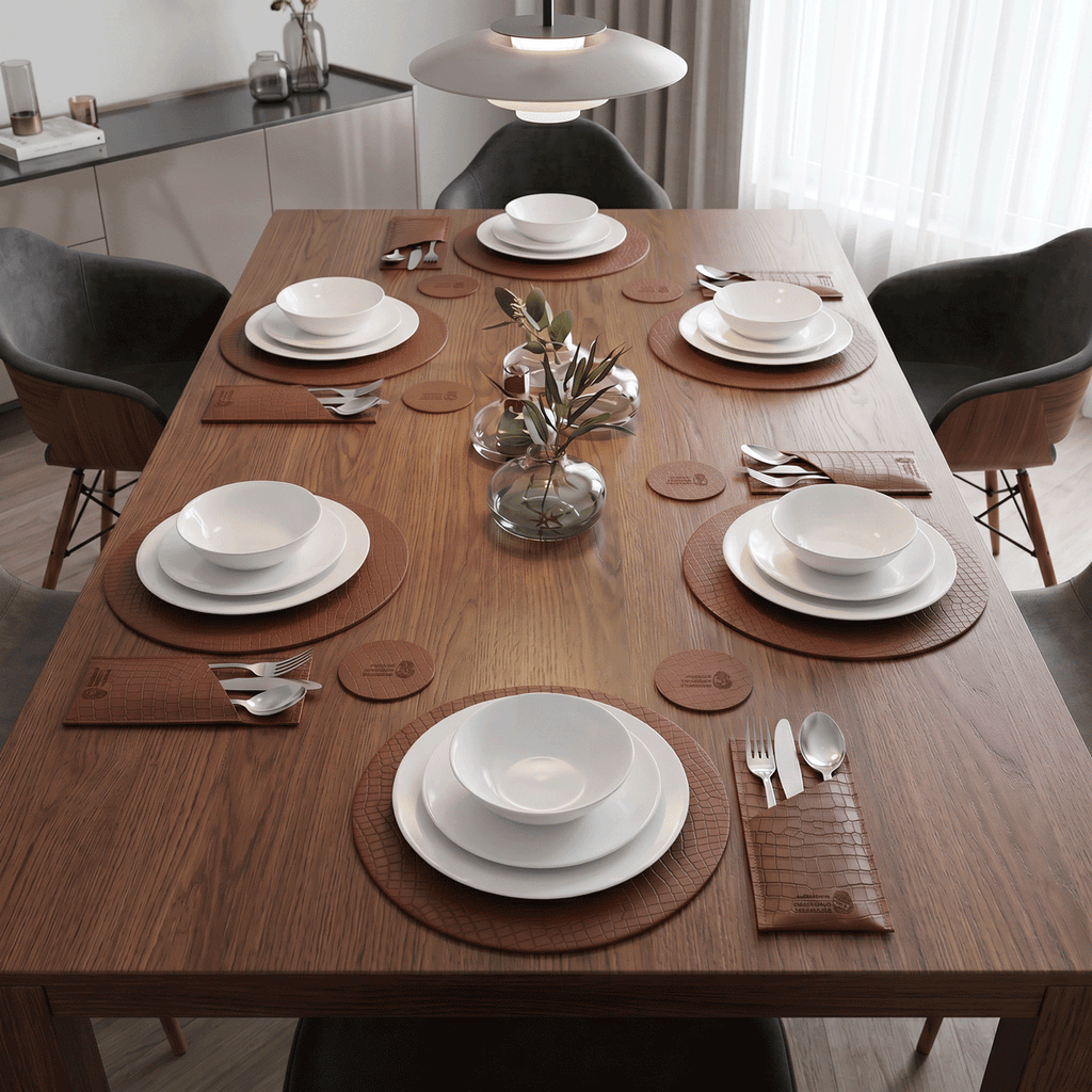 Alligator-like texture Leather Placemats Set