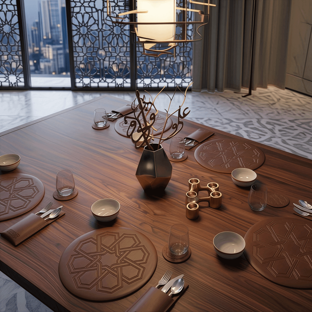 Ornate Leather Placemats Set