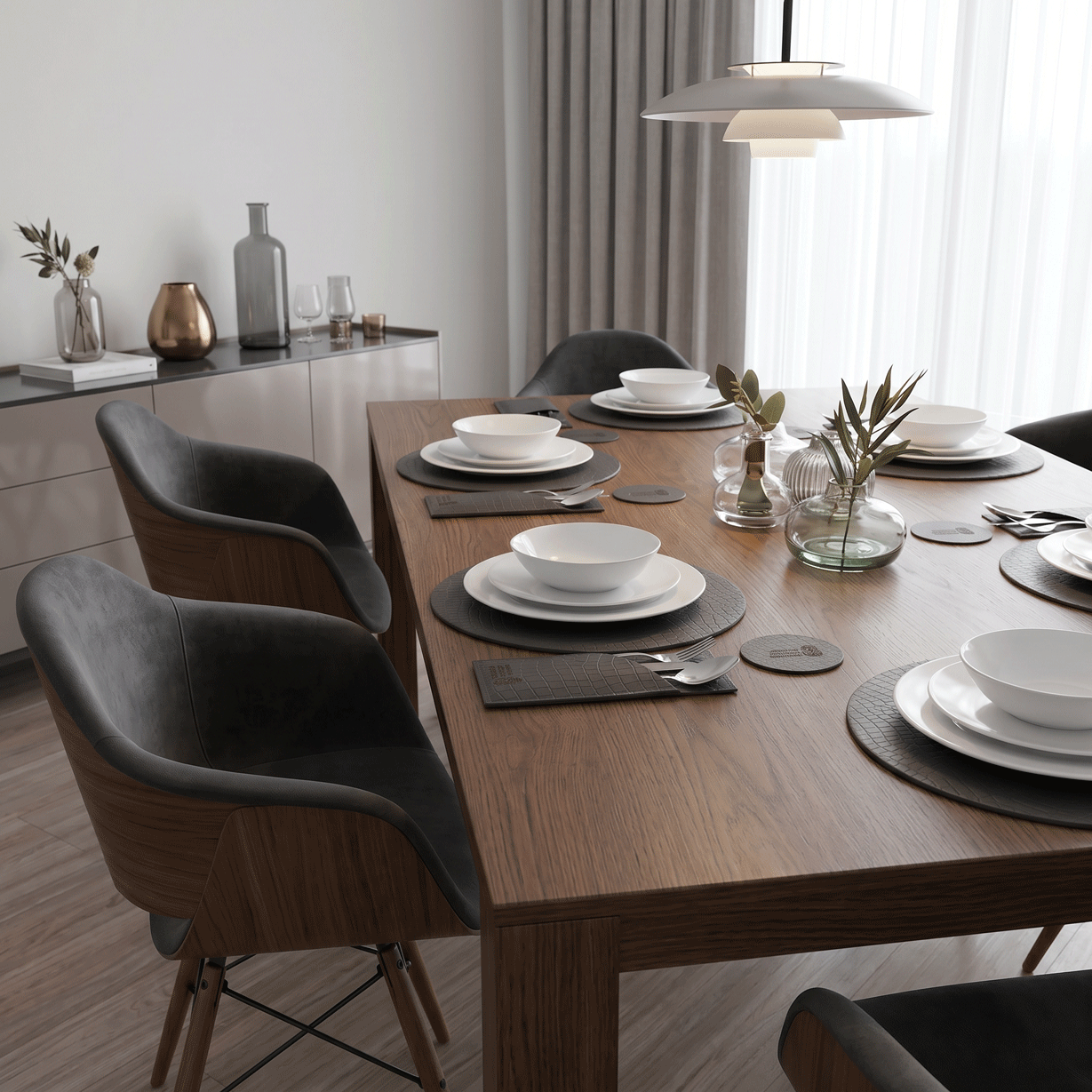 Alligator-like texture Leather Placemats Set
