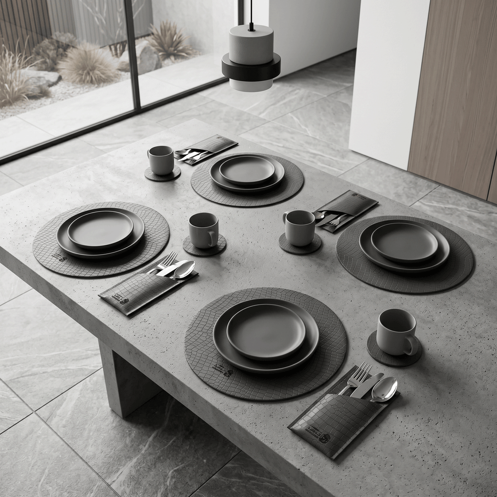 Alligator-like texture Leather Placemats Set