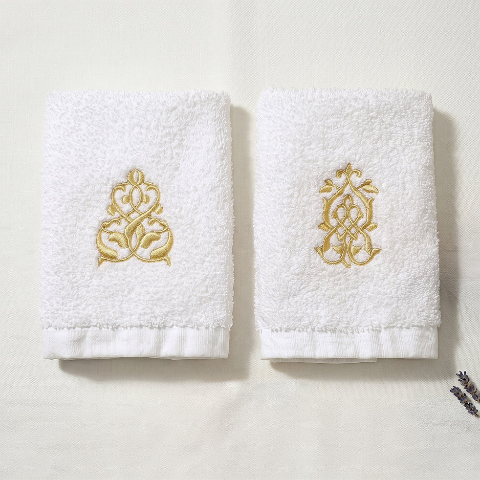 Guest Cotton Towels Embroidered 600GSM - 2 Pieces