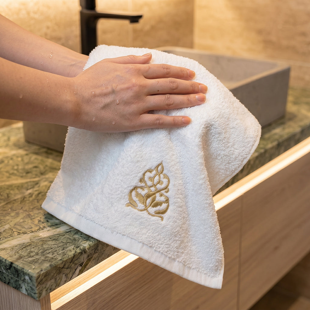 Guest Cotton Towels Embroidered 600GSM - 2 Pieces