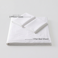 100% Cotton Striped White Sateen Sheet Set with Pillowcases 300 TC Hotel Quality