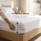 100% Cotton Striped White Sateen Sheet Set with Pillowcases 300 TC Hotel Quality