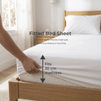 100% Cotton Plain White Sateen Sheet Set with Pillowcases 400 TC Hotel Quality
