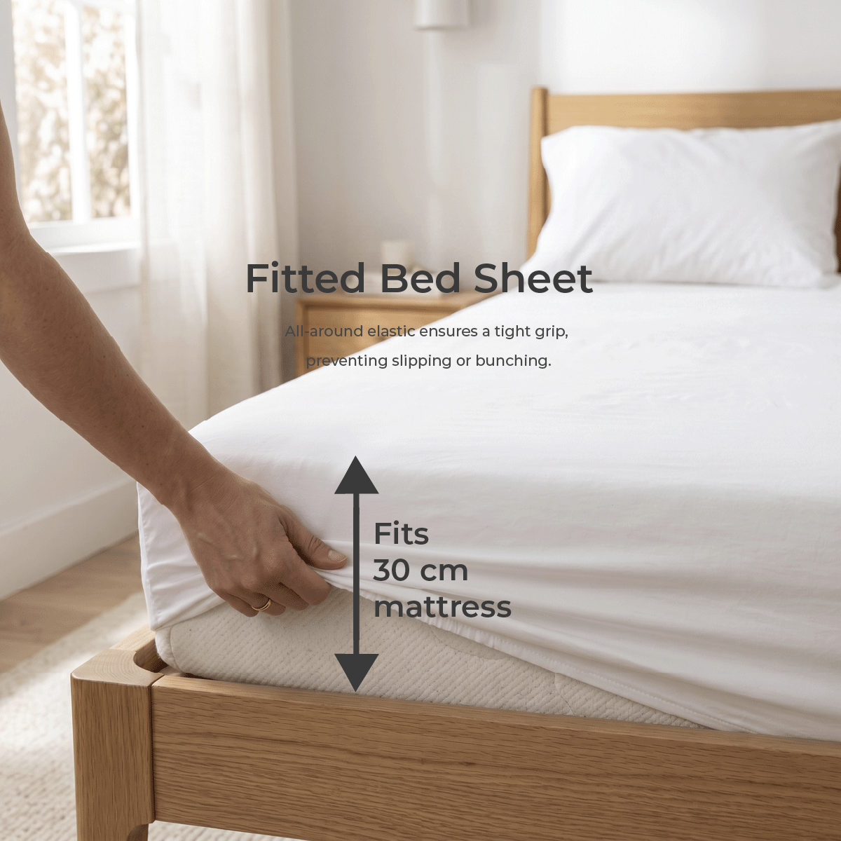 100% Cotton Plain White Sateen Sheet Set with Pillowcases 400 TC Hotel Quality
