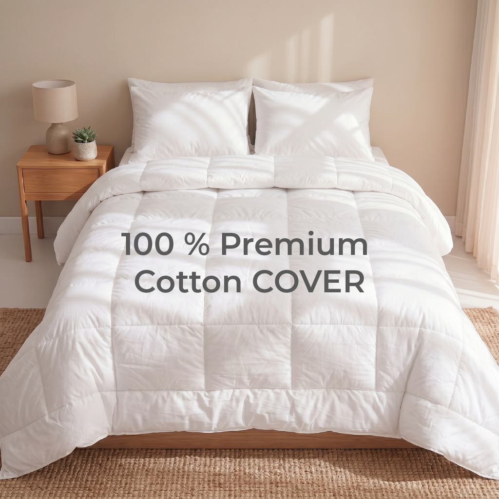 All-Season Duvet with 100% Cotton Cover & Feather-Like Poly Down Filling Hotel Quality