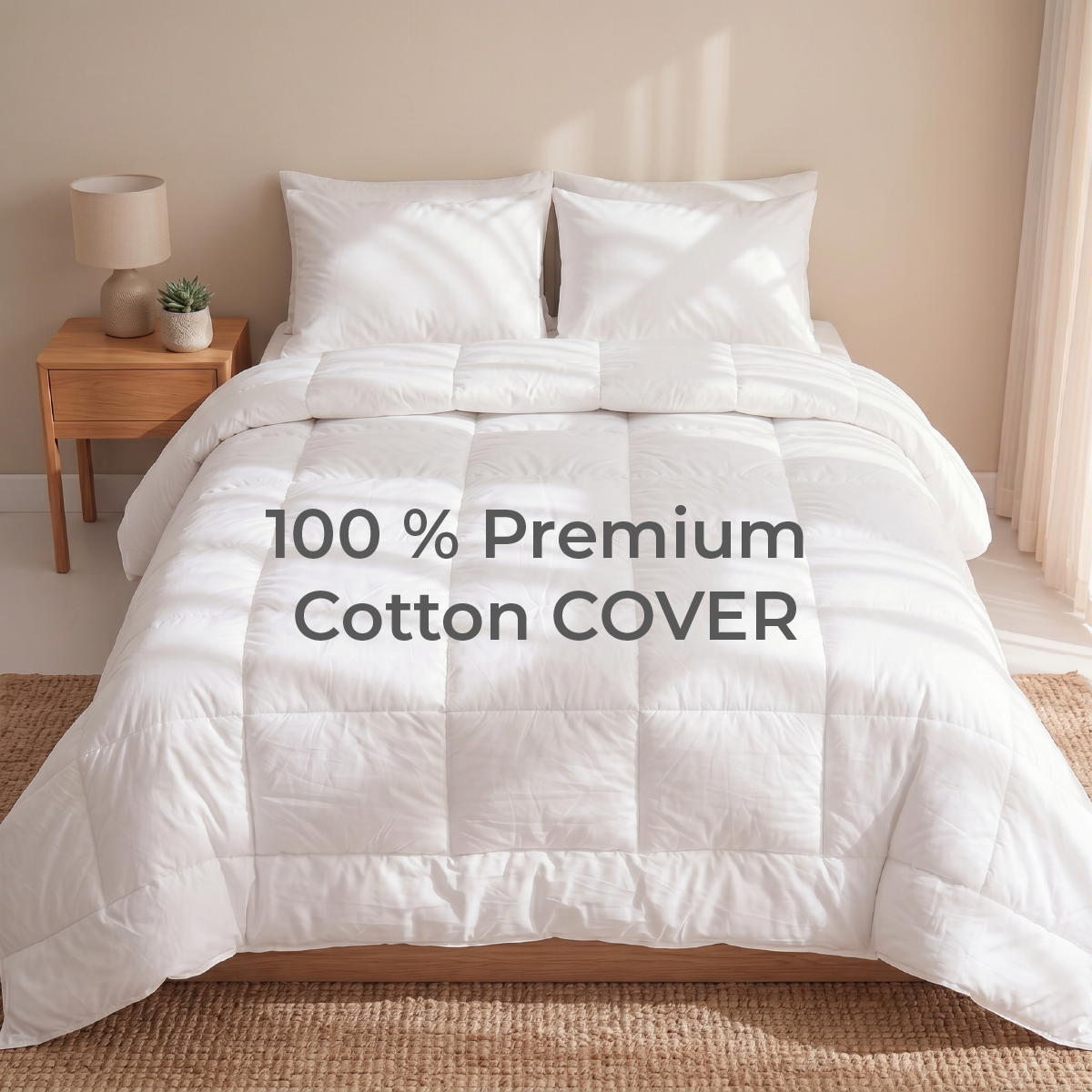All-Season Duvet with 100% Cotton Cover & Feather-Like Poly Down Filling Hotel Quality