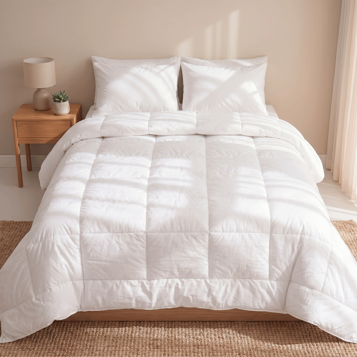 All-Season Duvet with 100% Cotton Cover & Feather-Like Poly Down Filling Hotel Quality