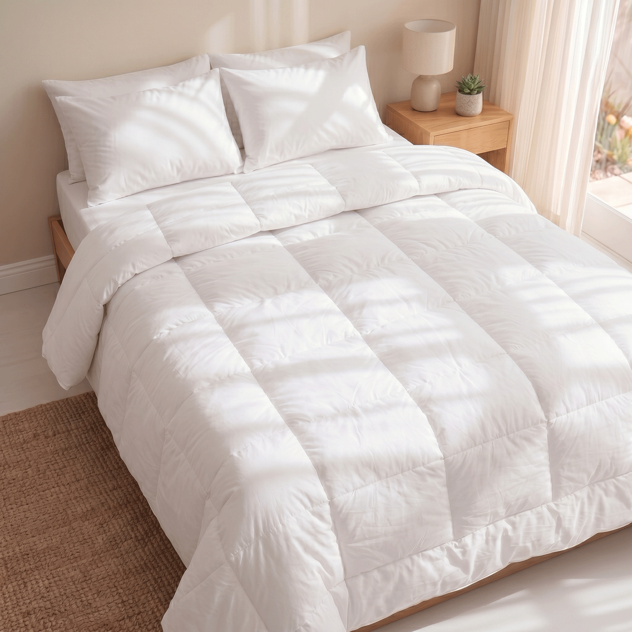 All-Season Duvet with 100% Cotton Cover & Feather-Like Poly Down Filling Hotel Quality