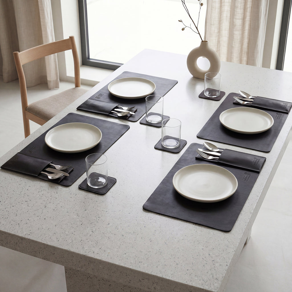 Plain Leather Placemats Set