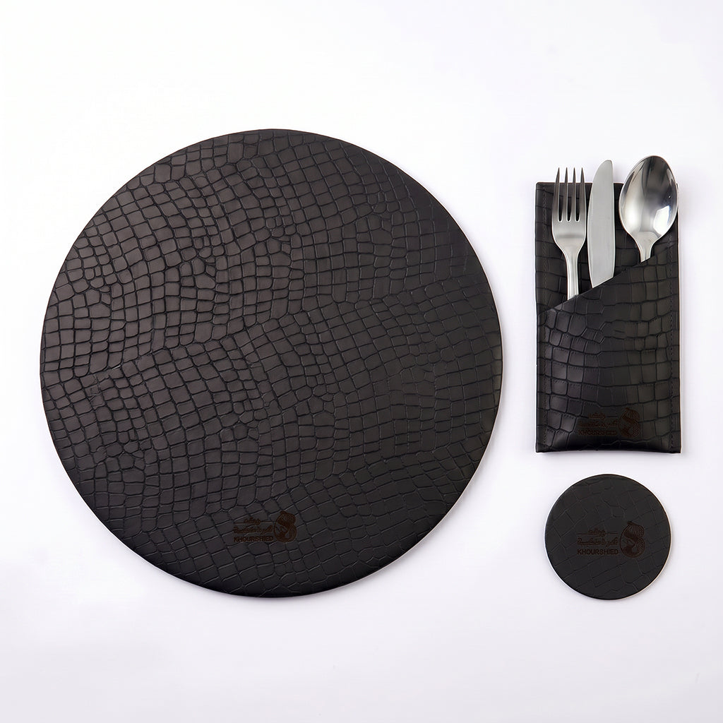 Alligator-like texture Leather Placemats Set