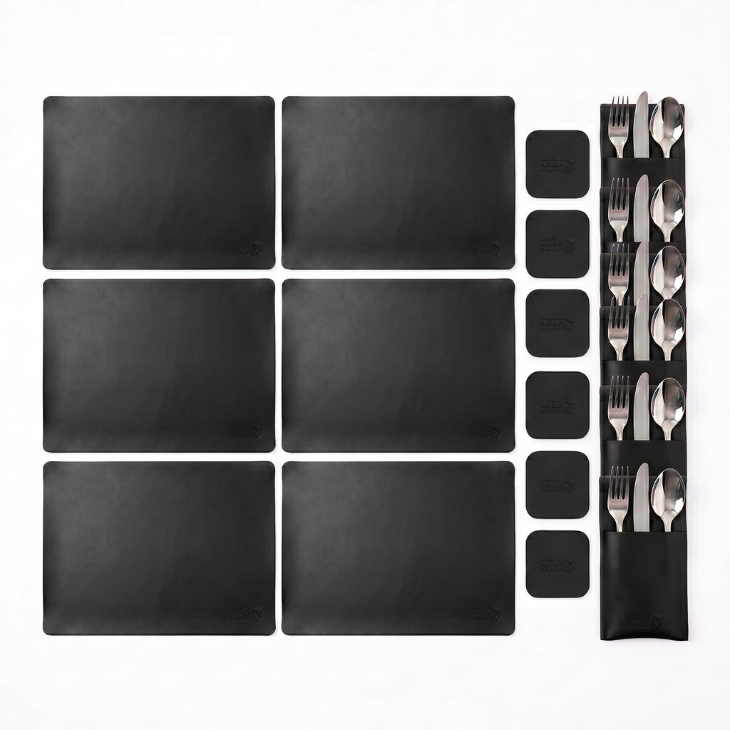 Plain Leather Placemats Set