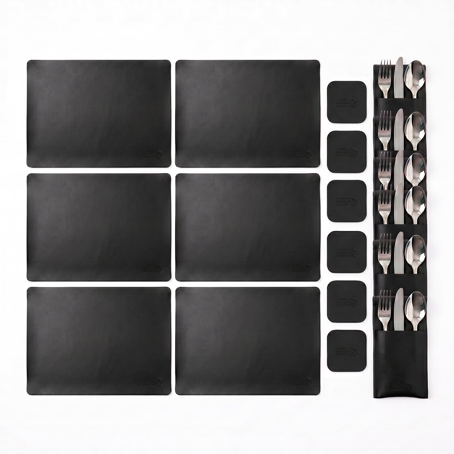 Plain Leather Placemats Set