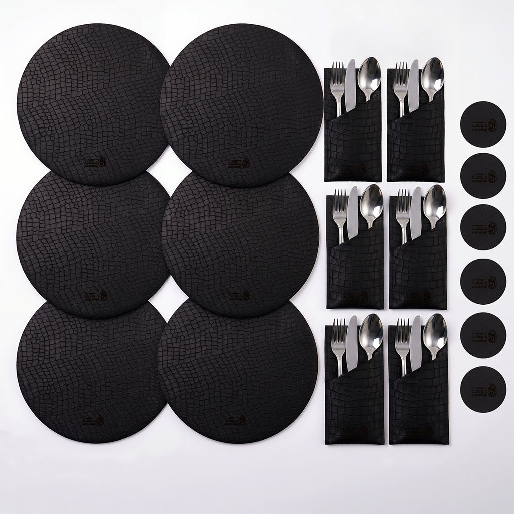 Alligator-like texture Leather Placemats Set