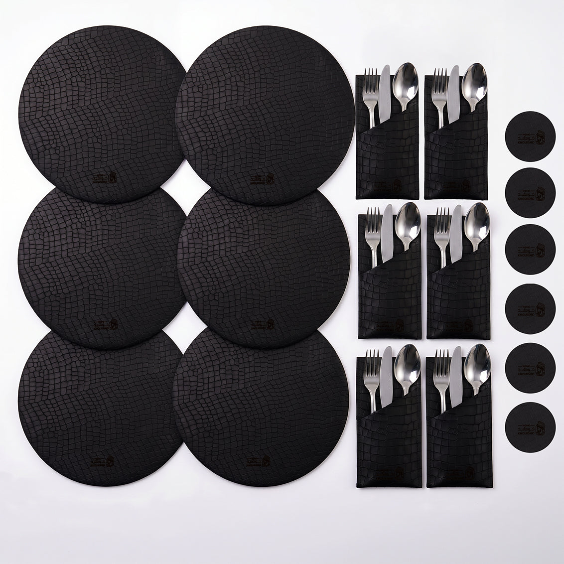Alligator-like texture Leather Placemats Set