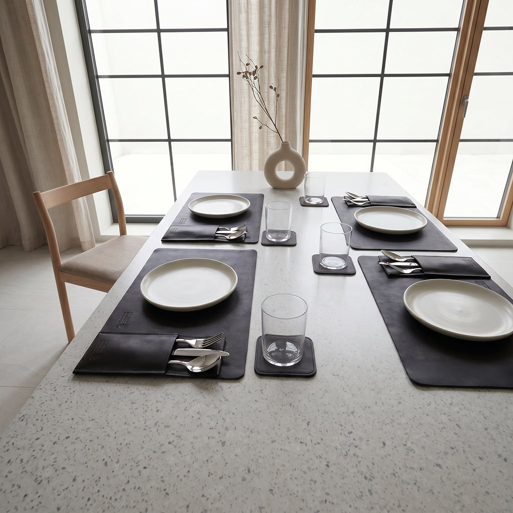 Plain Leather Placemats Set