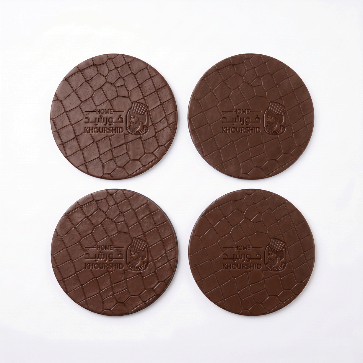Alligator-like texture Leather Coasters 4 Pieces