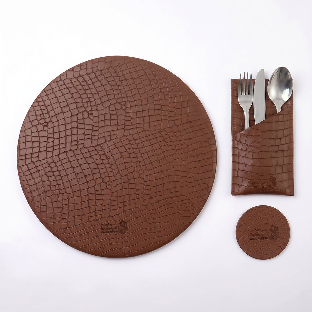 Alligator-like texture Leather Placemats Set