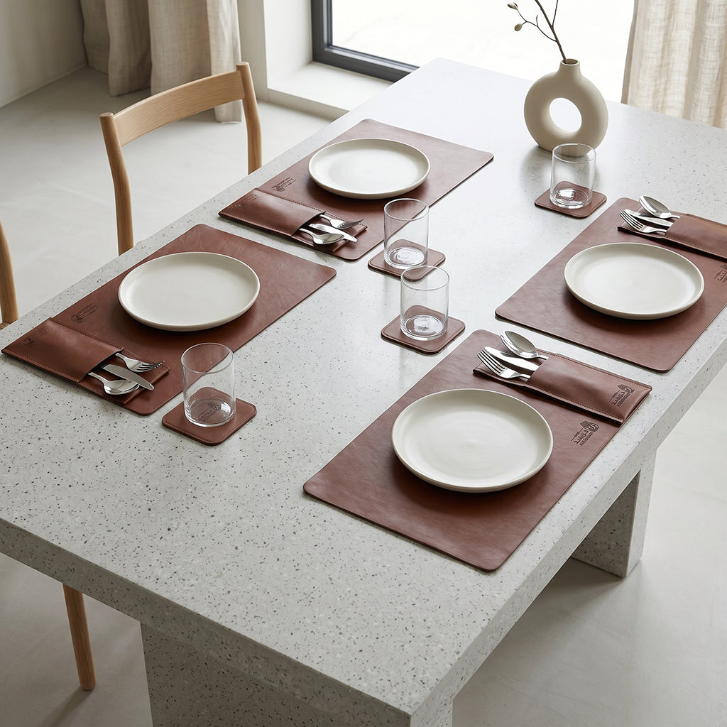 Plain Leather Placemats Set