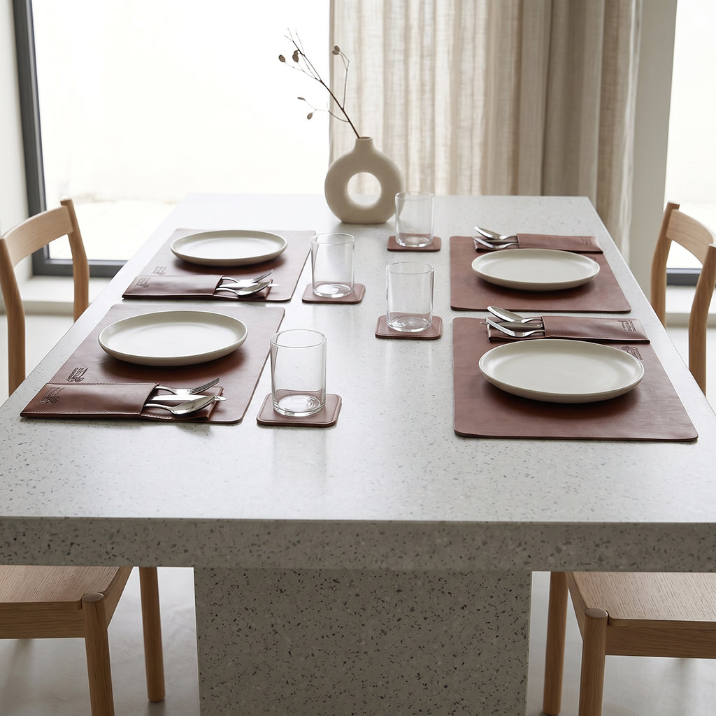 Plain Leather Placemats Set