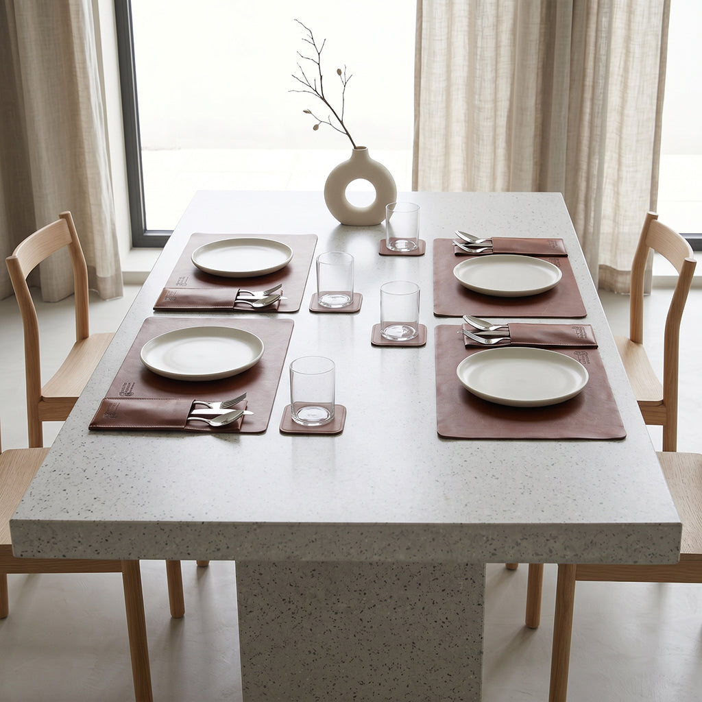Plain Leather Placemats Set