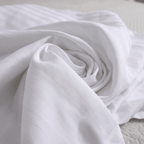 100% Cotton Striped White Sateen Sheet Set with Pillowcases 300 TC Hotel Quality