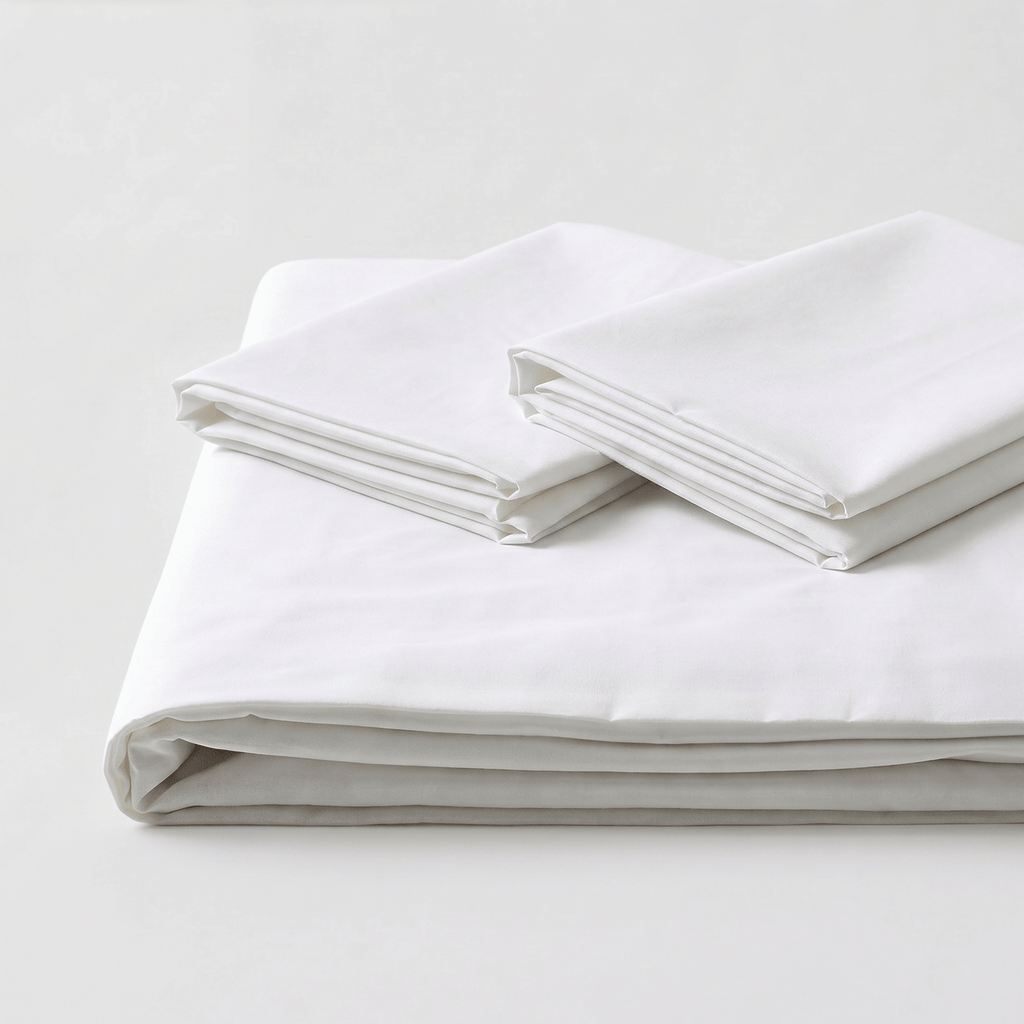 100% Cotton Plain White Sateen Sheet Set with Pillowcases 400 TC Hotel Quality