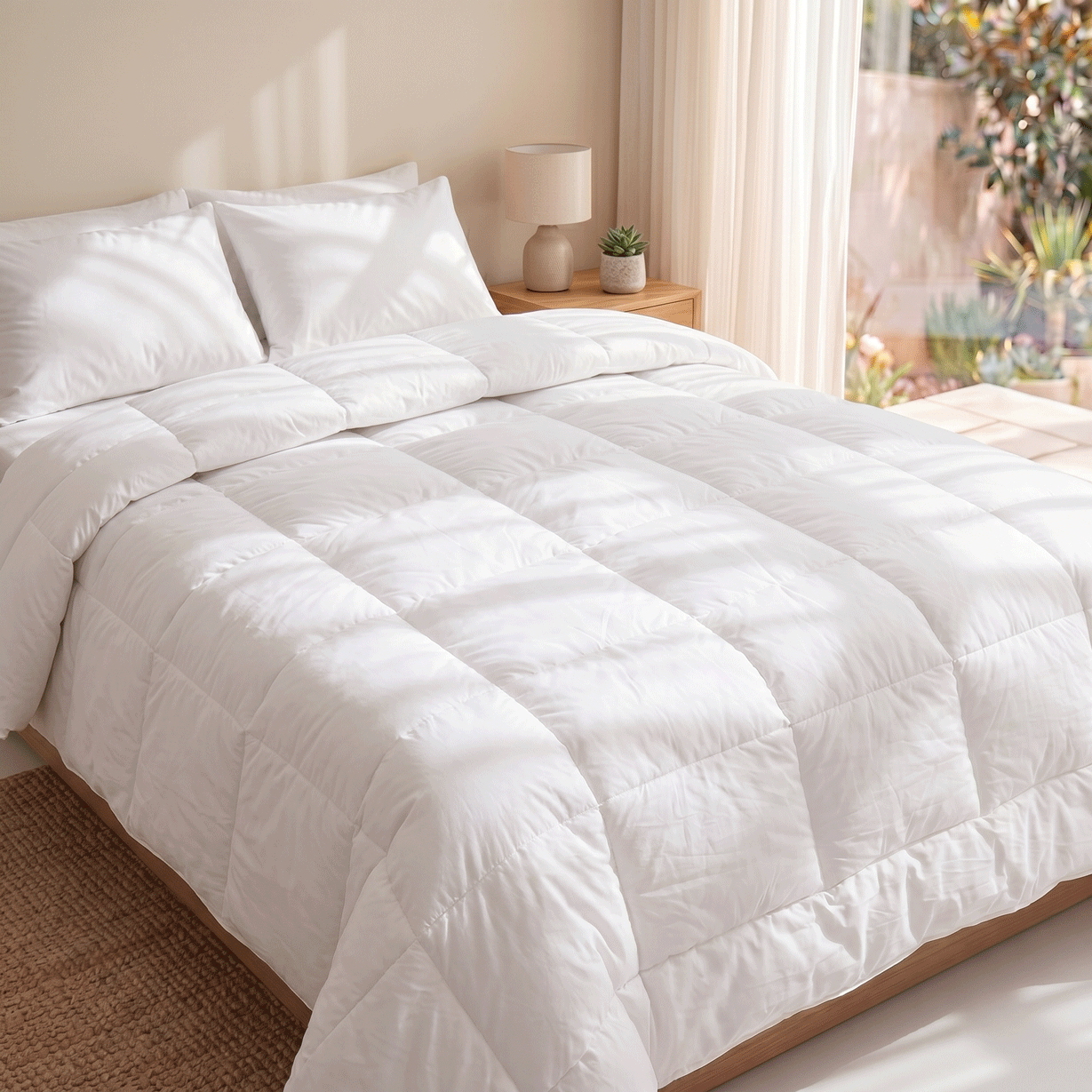 All-Season Duvet with 100% Cotton Cover & Feather-Like Poly Down Filling Hotel Quality