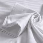 100% Cotton Striped White Sateen Sheet Set with Pillowcases 300 TC Hotel Quality