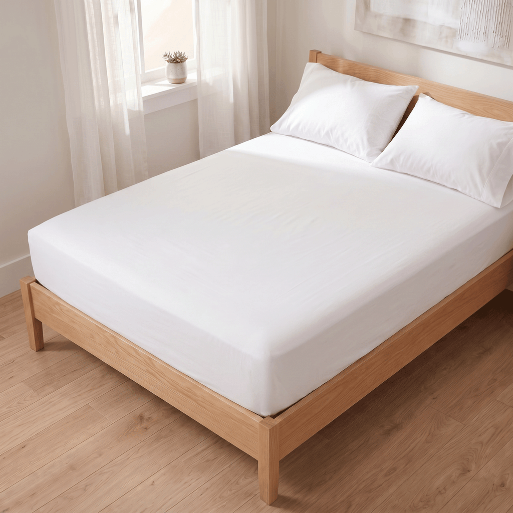 100% Cotton Plain White Sateen Sheet Set with Pillowcases 400 TC Hotel Quality