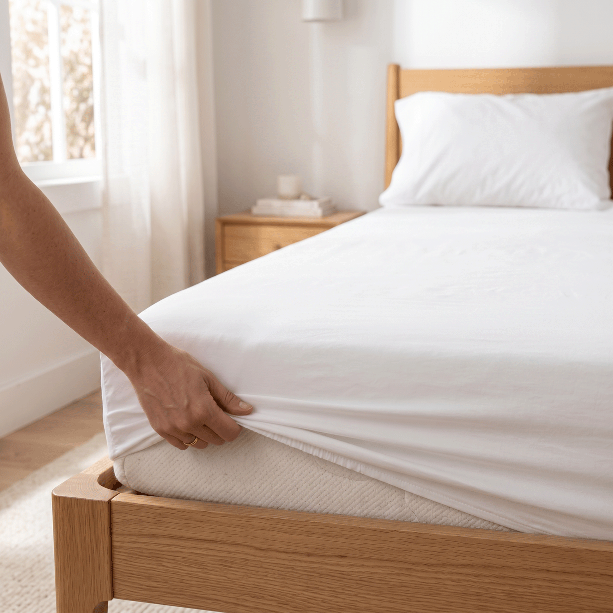 100% Cotton Plain White Sateen Sheet Set with Pillowcases 400 TC Hotel Quality