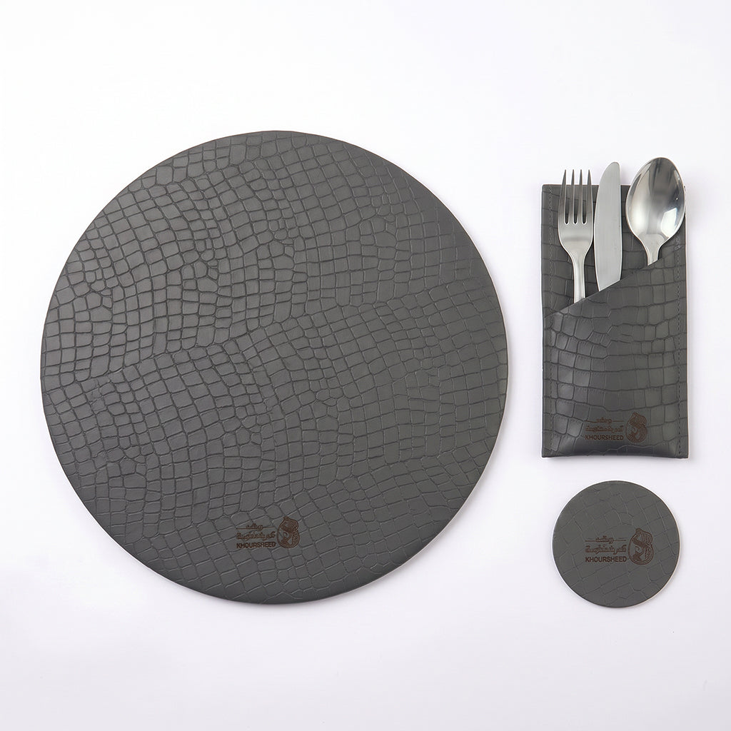 Alligator-like texture Leather Placemats Set