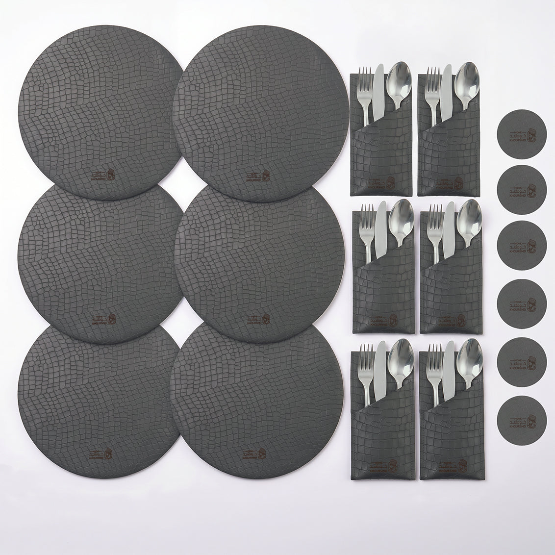 Alligator-like texture Leather Placemats Set