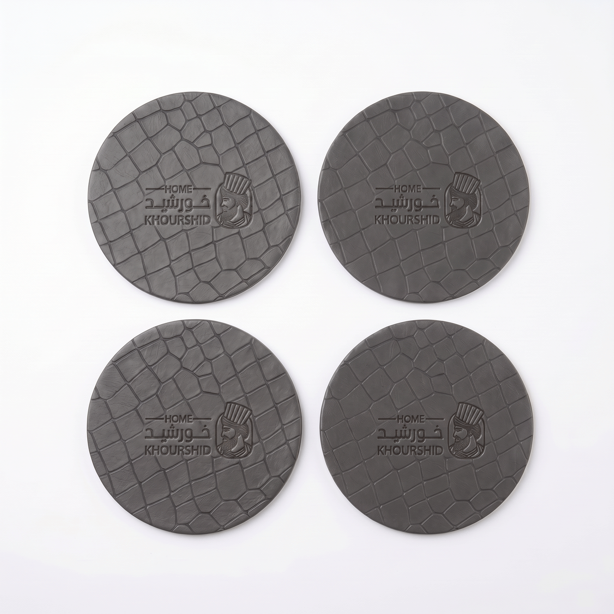Alligator-like texture Leather Coasters 4 Pieces