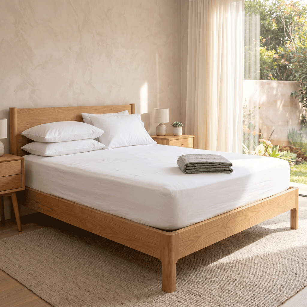100% Cotton Plain White Sateen Sheet Set with Pillowcases 400 TC Hotel Quality