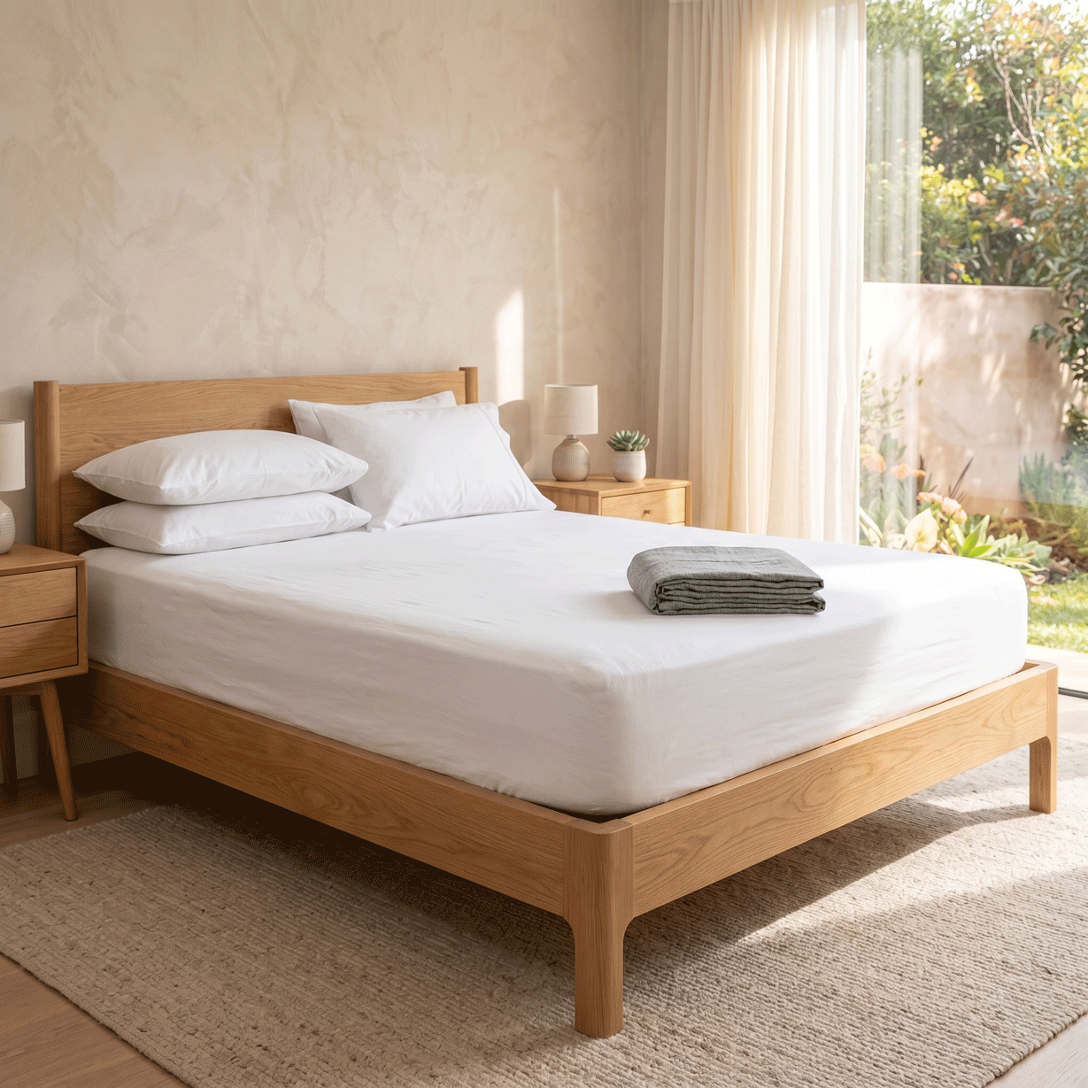 100% Cotton Plain White Sateen Sheet Set with Pillowcases 400 TC Hotel Quality