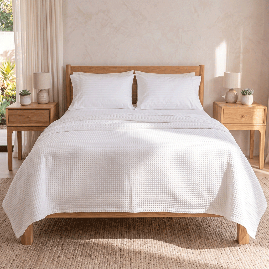 100% Cotton Waffle Weave Coverlet Honeycomb Texture - Year-Round Essential