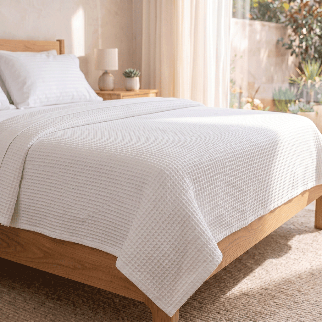 100% Cotton Waffle Weave Coverlet Honeycomb Texture - Year-Round Essential