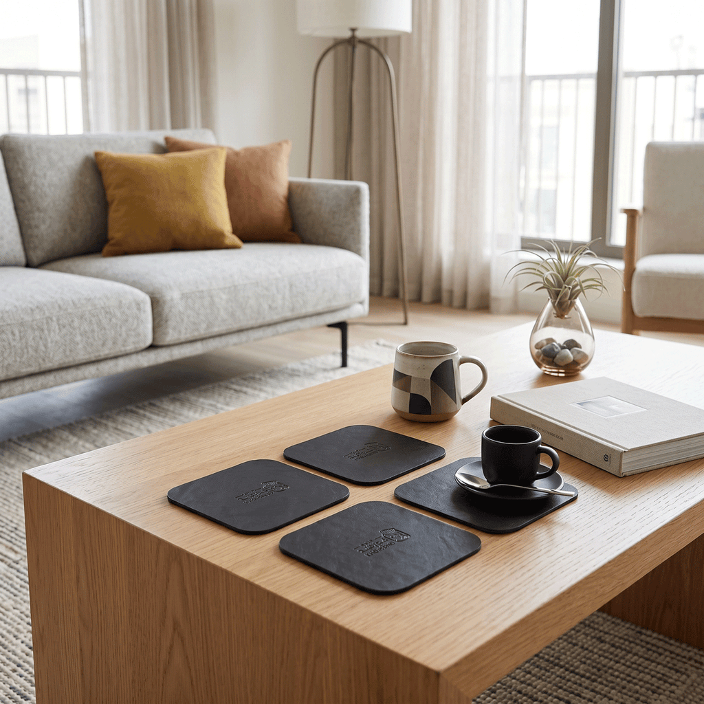 Plain Leather Coasters 4 Pieces
