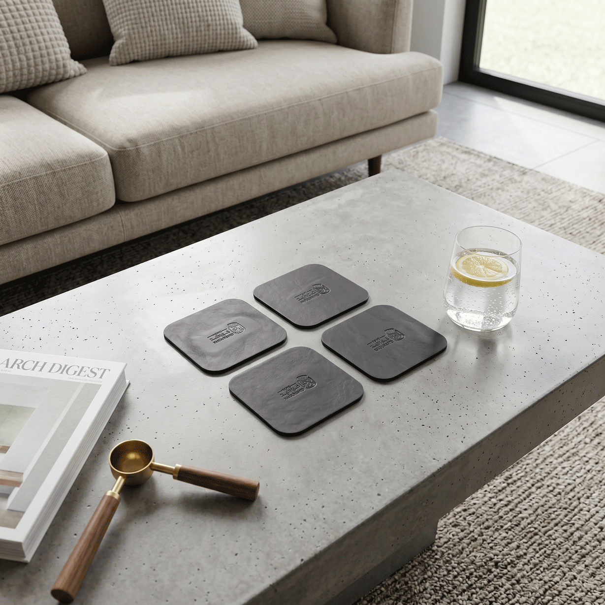 Plain Leather Coasters 4 Pieces