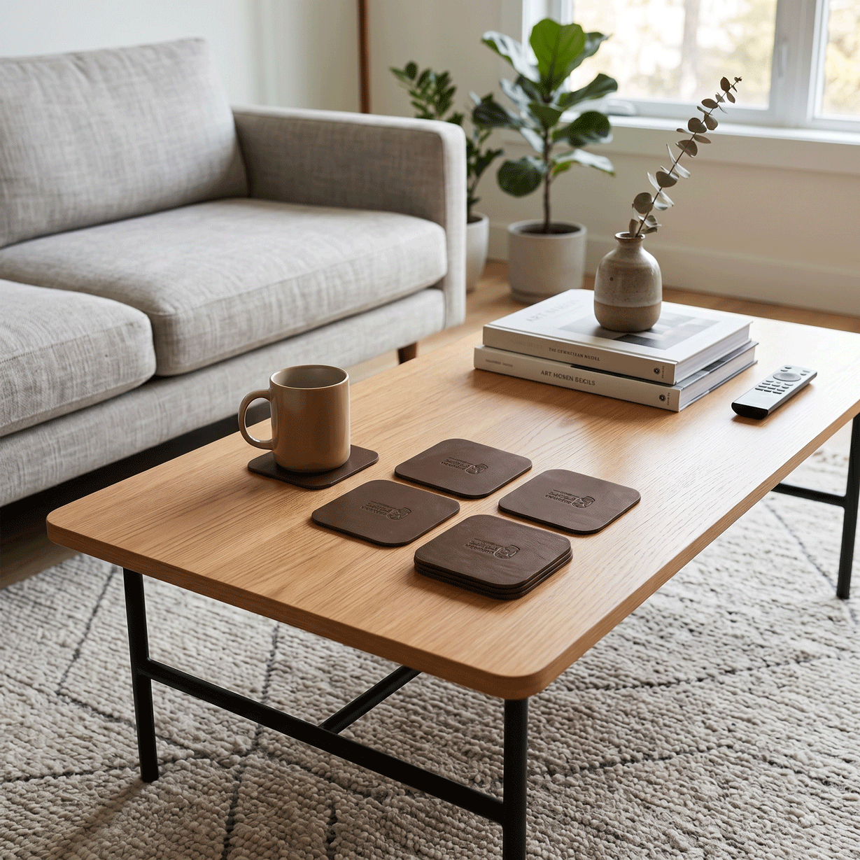 Plain Leather Coasters 4 Pieces
